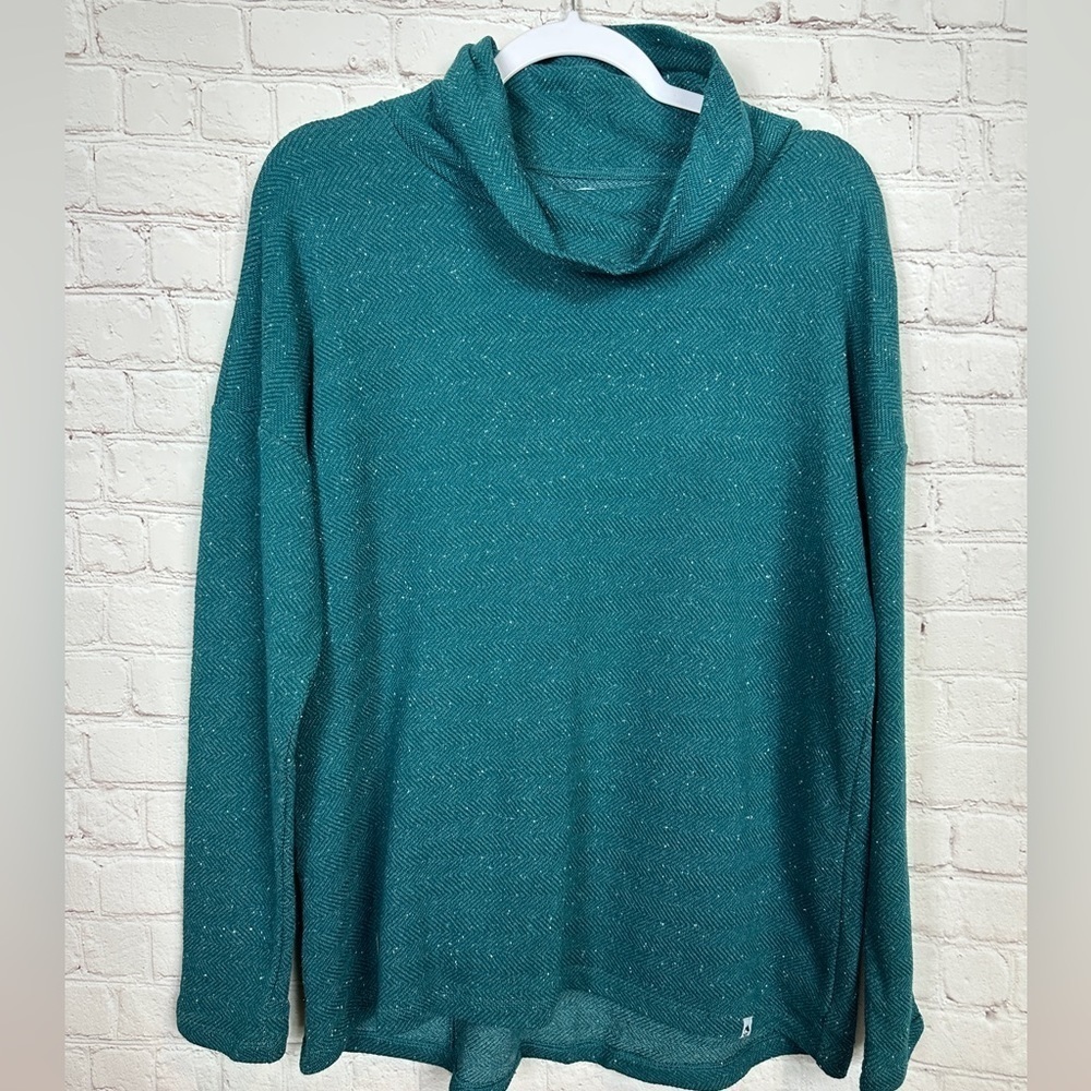 Ocean Coast green textured long sleeve‎ cowl neck active top sweater, sz L, NWT